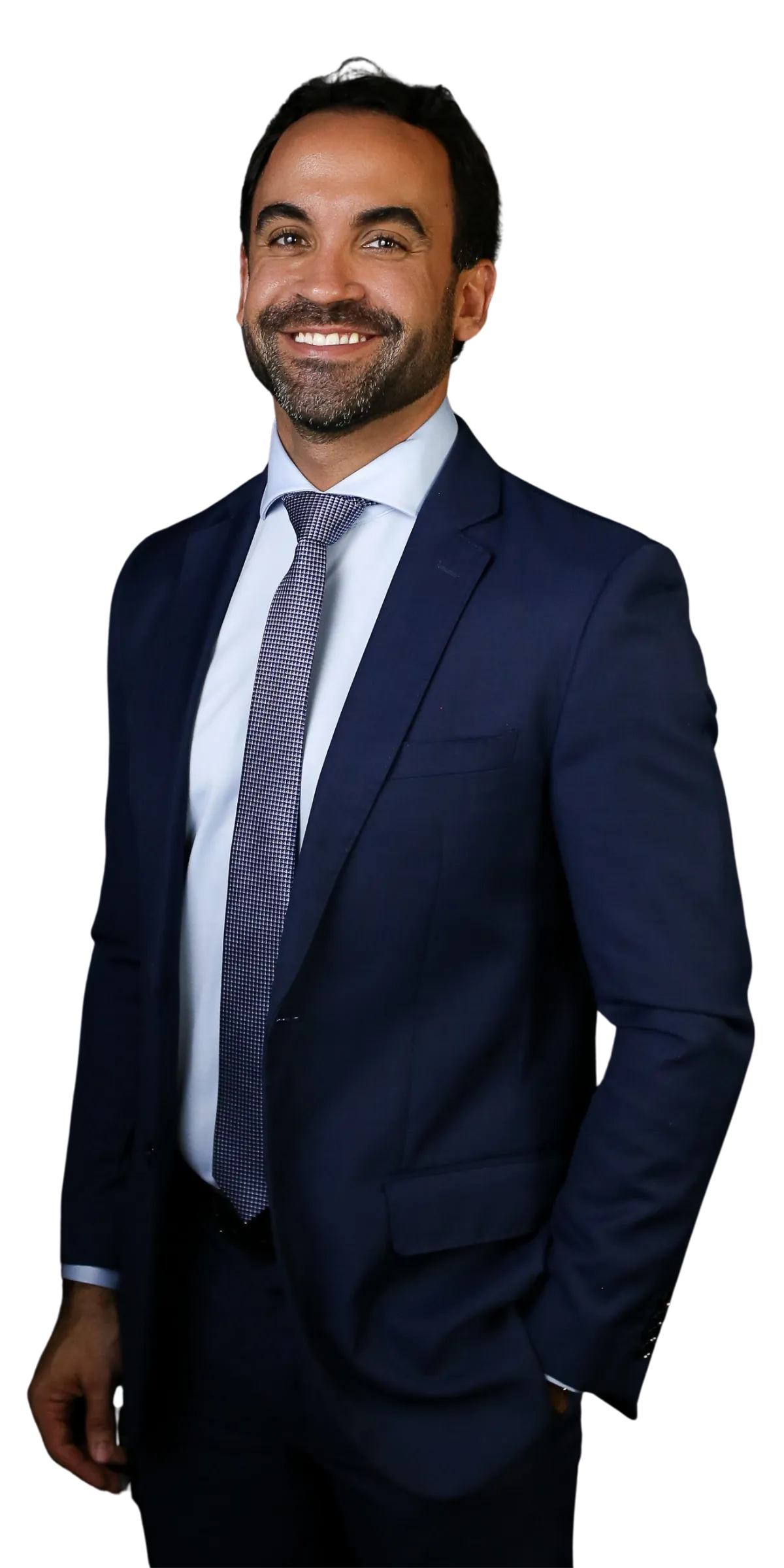 Retrato de Técio Spínola Gomes em terno azul marinho